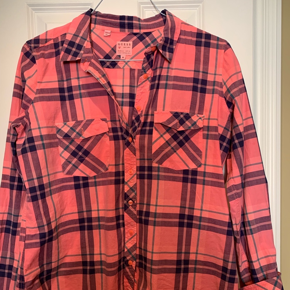 Guess Button down shirt coral color